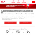 [VIC] Bonus QFF Points for Switching Electricity (20,000 Pts) &/or Gas (10,000 Pts) to Qantas Red Saver Plan @ Red Energy