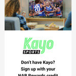 Kayo One Subscription $15/Month for 12 Months When Paid with a NAB Rewards Credit Card (New or Returning Kayo Customers) @ Kayo