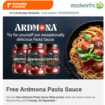 Free Ardmona Pasta Sauce 360g at Woolworths @ Everyday Rewards (Activation Required)