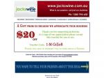 Jacks Wine - $20 off voucher