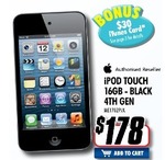 iPod Touch 16GB - Black 4th Gen + BONUS $30 iTunes Card $178 @ TGG