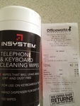 InSystem Telephone & Keyboard Cleaning Wipes 100 Wipes for $0.50 at OfficeWorks
