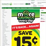 Woolworths - 15c/Litre Fuel Discount Vouchers for $100+ Purchases Is Back! Ends Sunday