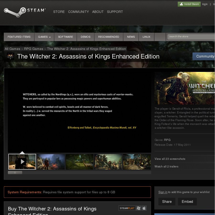 the witcher 2 assassins of kings enhanced edition steam key