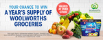 Win a Year's Supply of Groceries (Woolworths Gift Cards) Worth $7280 from Finish