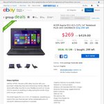 Acer Aspire ES1-411-C2TL 14" Notebook - $215.20 + $39 Acer Cash Back & $50 eBay Voucher @ Dick Smith eBay