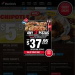 $31.95 3 Traditional Pizzas + 3 Sides Delivered at Domino's