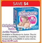 Babylove Jumbo Nappies - Sizes Newborn to Junior - $22.99 (Save $4) @ Toys "R" Us