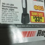Mechpro 30+6 LED Rechargeable Work Light $33.99 (Save $52) @ Repco