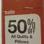 Harris Scarfe 50% off All Pillows and Quilts