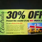 Repco 30% off Valid on Monday 28th May