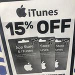 15% off iTunes Gift Cards ($30, $50 & $100) @ EB Games