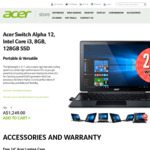 20% off Acer Switch Alpha 12 - $999.20 (Was $1249) + Free Acer Laptop Case & Free Shipping @ Acer Store Australia