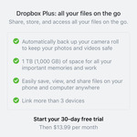 Dropbox Plus $13.99 Per Month (Normally $15.39 Via Website) via Apple Store in-App Purchase