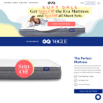 Save $150 on Any Size Eva Mattress + $50 on Any Sheet or Duvet Set @ EVA MATTRESS (QS Eva Mattress Was $850 Now $700)