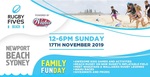 [NSW] Free Food, Wahu & NSW Rugby Giveaways, 12pm-6.30pm 17/11 @ Wahu Beach Rugby Fives (Newport Beach)