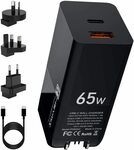 HEYMIX Gan 65W 2 Port PD Charger with Travel Adapter + E-Mark Cable $45.99 Delivered @ AU SELECT Amazon AU