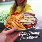 Win The Ultimate MITEY Parmy Pack ($100 Schnitz Voucher and Vegemite Merch) from Schnitz