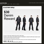 G-Star Raw - $30 Demin Reward - G-Stars Stores - Nationwide