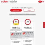 Coles Mobile 1-Year SIM Prepaid Starter Kit 60GB $99, 200GB $169 Delivered @ Coles Mobile