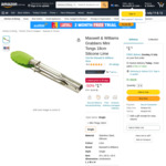 [BACKORDER] Maxwell & Williams Grabbers Mini Tongs 18cm Green Silicone $1.75 + Delivery ($0 with Prime/ $39 Spend) @ Amazon AU