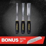 Stanley 3-Piece 13/19/25mm Wood Chisel Set STHT16727 with Bonus Retractable Knife $15.95 + Shipping @ Total Tools