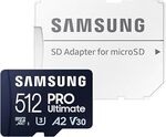 Samsung Pro Ultimate microSD Memory Card + Adapter 512GB $79, 256GB $49, 128GB $26 + Delivery ($0 Prime/$59 Spend) @ Amazon AU