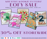 30% off Storewide (Cookie Cutters, Embossers and Debossers) + $9.95 Delivery ($0 with $65 Order) @ Kreative Kookie Cutterz