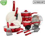 GreenLife 16-Piece Soft Grip Ceramic Non Stick Cookware Set - Scarlet Red $95.40 + Delivery ($0 with OnePass) @ Catch