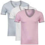 55 Soul Men's 3-Pack V-Neck T-Shirt (White/Pink/Blue) $9.10 Delivered @ ZAVVI
