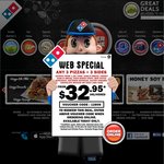Domino's Online Mega Delivery Deal $33 - Any 3 Large Pizzas, 2x Garlic Break & 2x 1.25l Drink