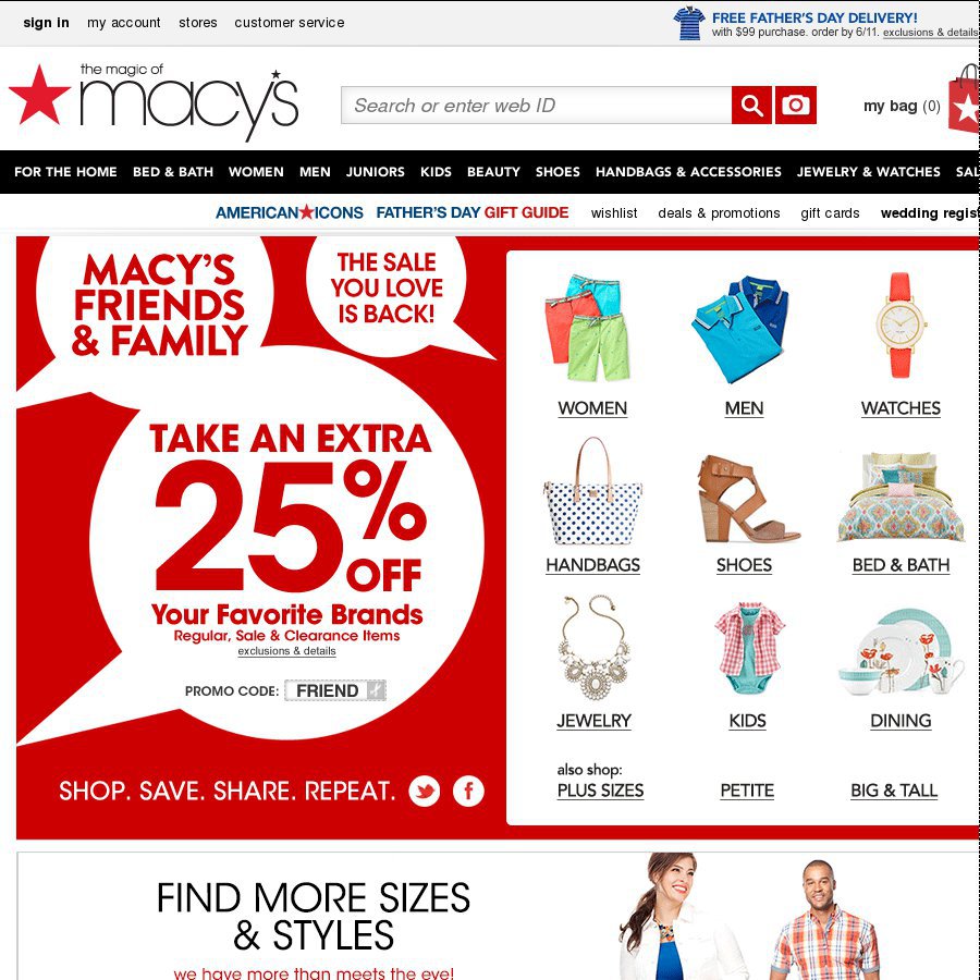 Macy's Friends & Family Sale Extra 25 off Store Wide OzBargain