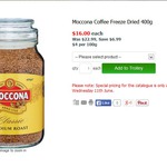 400gm Moccona Freeze Dried Coffee $16.00 (Save $6.99) at Woolworths