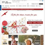 Millers: Free Delivery on All Orders until Monday - No Min Spend