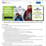 Kathmandu eBay Store: Spend $150+ Get a $50 Voucher (for Kathmandu eBay Store)