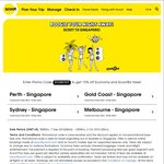 Scoot 10% Off Perth/Gold Coast/Sydney/Melbourne to Singapore. Travel 5 - 12 December