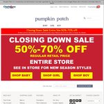 Pumpkin Patch Closing Down Sale - Everything Now 50-70% off - Online & Instore