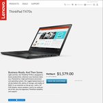 ThinkPad T470s i5-7200U / 14" FHD / 8GB RAM / 256GB SSD / $1579 Delivered ($620 off) @ Lenovo