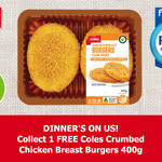 Flybuys: Collect 1 FREE Coles RSPCA Chicken Burger 400g
