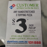 Domino's Queen St Brisbane, 3 Topping Pizzas $3 Each (Pickup)
