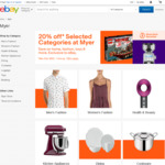 20% off Selected Categories @ Myer eBay
