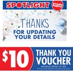 Spotlight: $5 off (No Min Spend) for Updating Email In-store + $10 Voucher ($50 Min spend) for Updating Email In-Store or Online