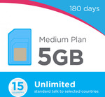 Lebara 5GB Medium Plan – 180 Days - $109.00 (~ $18.20/Month), Normal Price $160.00