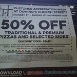 [NSW] Customer Appreciation Week - 50% off Traditional & Premium Pizzas @ Domino's Pizza, Parramatta (Church St.)