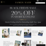 20% Off Sitewide & Storewide (Includes Clearance) @ James Said