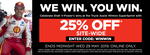25% off RRP Sitewide (Exclusions Apply) @ Repco (Online Only)