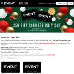 $50 Gift Card for $40 (20% off), Cinebuzz Membership Required @ Event Cinemas (Excludes VIC, ACT & TAS)