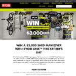 Win 1 of 15 Shed Makeover Kits Worth $3,000 from Ryobi
