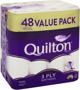 Quilton 3-Ply Toilet Tissue (180 Sheets), Pack of 48 $24 ($21.60 with Everyday Extra) + Delivery ($0 C&C / $65 Spend) @ BIG W