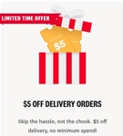 $5 off Delivery Orders, No Minimum Spend @ KFC